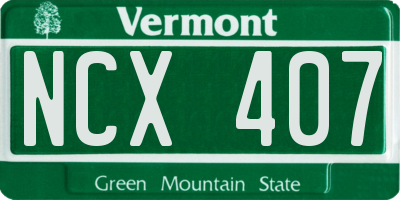 VT license plate NCX407