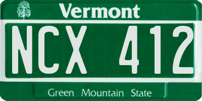 VT license plate NCX412