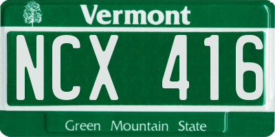 VT license plate NCX416
