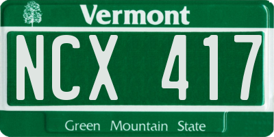 VT license plate NCX417