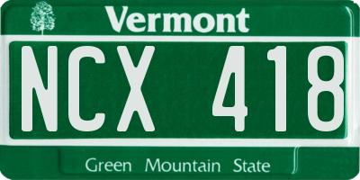 VT license plate NCX418