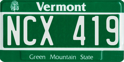 VT license plate NCX419