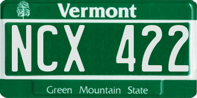 VT license plate NCX422