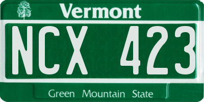 VT license plate NCX423