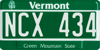 VT license plate NCX434