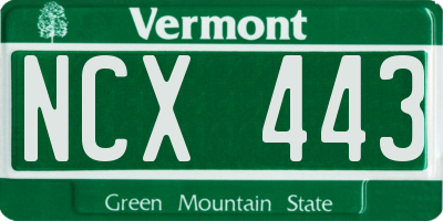 VT license plate NCX443
