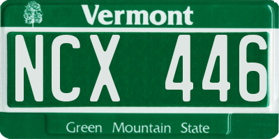 VT license plate NCX446