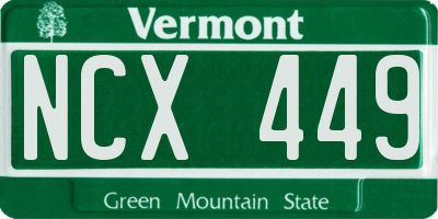 VT license plate NCX449