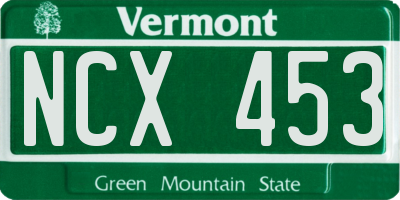VT license plate NCX453