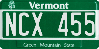 VT license plate NCX455