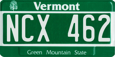 VT license plate NCX462