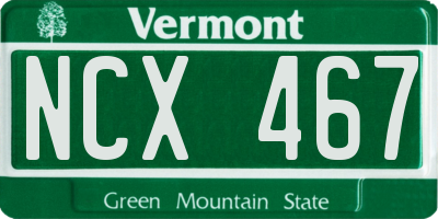 VT license plate NCX467