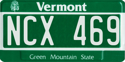 VT license plate NCX469