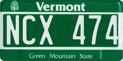 VT license plate NCX474