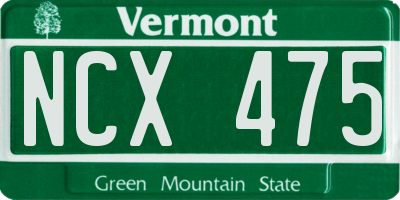 VT license plate NCX475