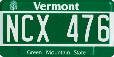 VT license plate NCX476