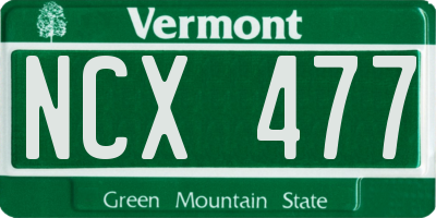 VT license plate NCX477