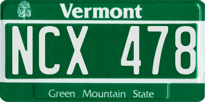 VT license plate NCX478