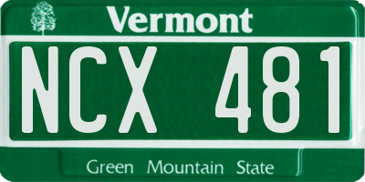 VT license plate NCX481