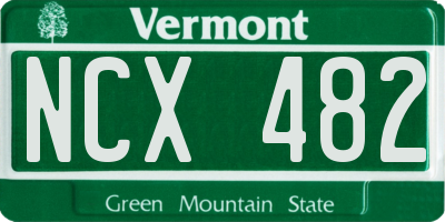 VT license plate NCX482