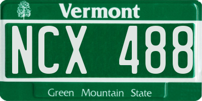 VT license plate NCX488