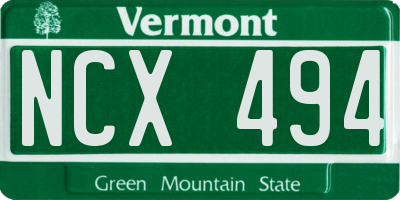 VT license plate NCX494