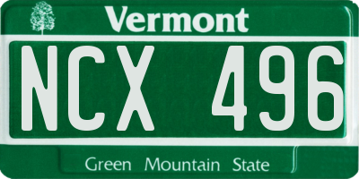 VT license plate NCX496
