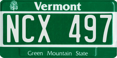 VT license plate NCX497