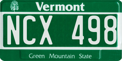 VT license plate NCX498