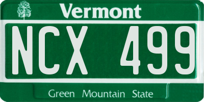 VT license plate NCX499