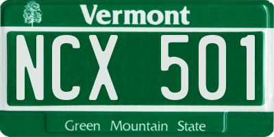 VT license plate NCX501