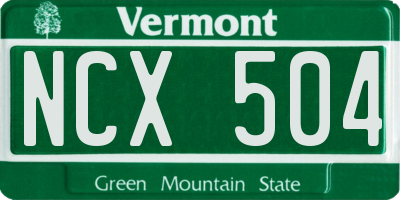VT license plate NCX504
