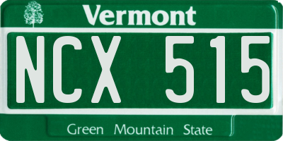 VT license plate NCX515