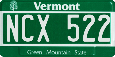 VT license plate NCX522