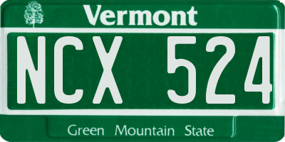 VT license plate NCX524
