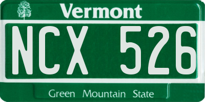 VT license plate NCX526