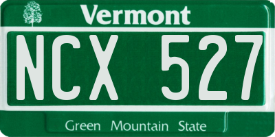 VT license plate NCX527