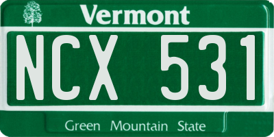 VT license plate NCX531