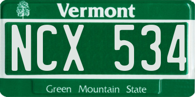 VT license plate NCX534