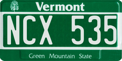VT license plate NCX535