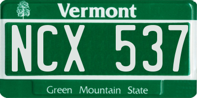 VT license plate NCX537