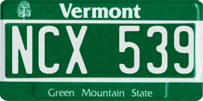 VT license plate NCX539