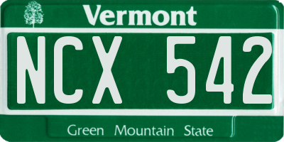 VT license plate NCX542