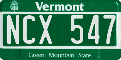 VT license plate NCX547