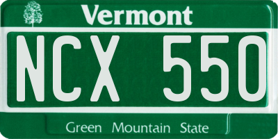 VT license plate NCX550