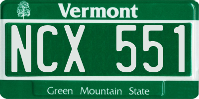 VT license plate NCX551