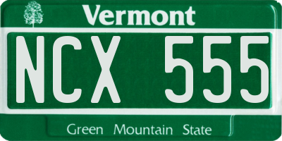 VT license plate NCX555