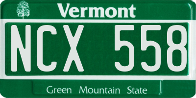 VT license plate NCX558
