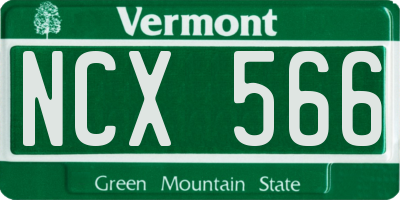 VT license plate NCX566