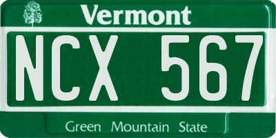 VT license plate NCX567